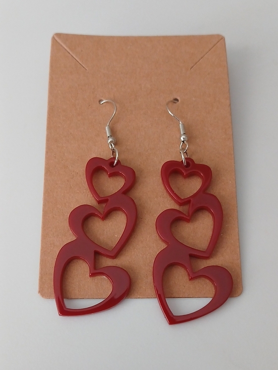 Fashion Jewelry Jewelry - Fashion Jewelry Red Triple Heart Drop Earrings for Women